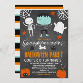 ボーイズシャルボードハローウィンパーティ誕生日 招待状 (正面/裏面)