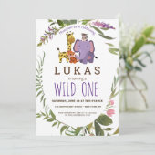 ボーイズジャングルサファリアニマルワン誕生日パーティー 招待状 (スタンド正面)