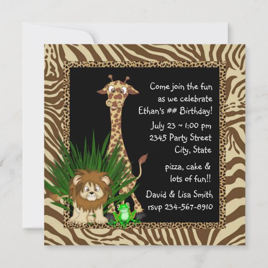 ボーイズジャングルサファリバースデーパーティー 招待状 (裏面)