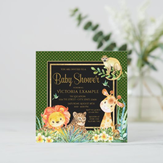 ボーイズジャングルサファリベビーシャワー招待状 招待状 (スタンド正面)