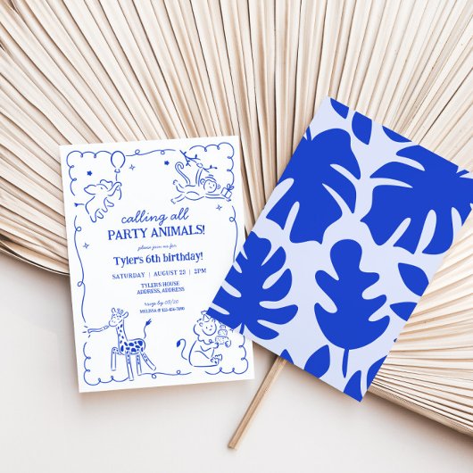 ボーイズジャングルズーサファリアニマルズ誕生日 招待状