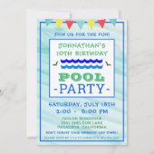 ボーイズスイミングフィッシュ誕生日プールパーティー 招待状 (裏面)