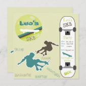 ボーイズスケートボードパーティの招待状 招待状 (正面/裏面)