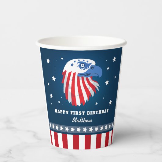 ボーイズスターとストライプオールアメリカン誕生日 紙コップ (裏面)