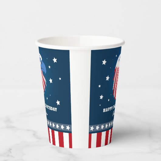 ボーイズスターとストライプオールアメリカン誕生日 紙コップ (左)