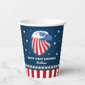 ボーイズスターとストライプオールアメリカン誕生日 紙コップ (正面)