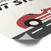 ボーイズストップピットレッドレースカー誕生日パーティー ポスター (角)