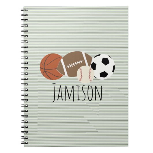 ボーイズスポーツグリーンストライプ  ノートブック (正面)