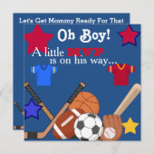 ボーイズスポーツベビーシャワー招待状ホッケー 招待状 (正面/裏面)