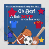 ボーイズスポーツベビーシャワー招待状ホッケー 招待状 (正面/裏面)