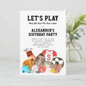 ボーイズスポーツボールアスレティックオールスター子供の誕生日 招待状 (スタンド正面)