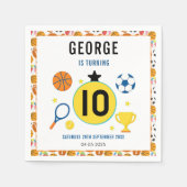 ボーイズスモダンポーツバースデーパーティー | ゲームデイテーマ スタンダードカクテルナプキン (正面)