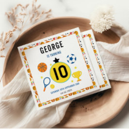 ボーイズスモダンポーツバースデーパーティー | ゲームデイテーマ スタンダードカクテルナプキン