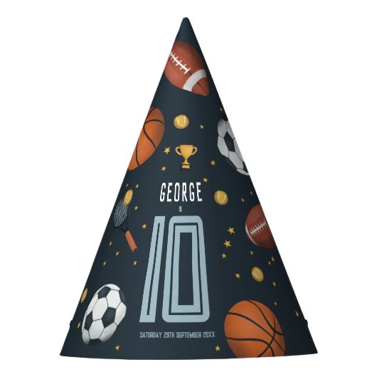 ボーイズスモダンポーツバースデーパーティー パーティーハット (正面)