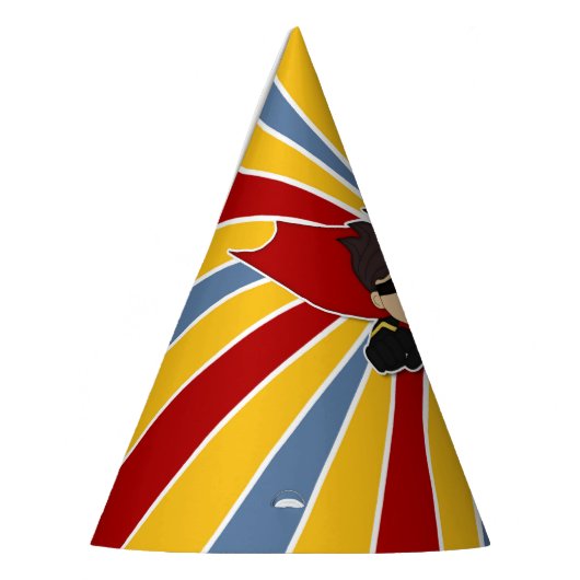 ボーイズスーパーヒーローをテーマにした漫画ブック誕生日 パーティーハット (左)