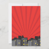 ボーイズスーパーヒーロー招待状パーティーブルーレッド漫画 招待状 (裏面)