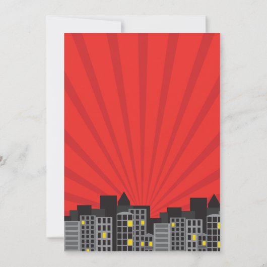 ボーイズスーパーヒーロー招待状パーティーブルーレッド漫画 招待状 (裏面)