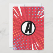 ボーイズスーパーヒーロー漫画ブック誕生日招待状 招待状 (裏面)