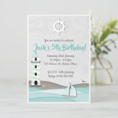 ボーイズセイル招待状ボート誕生日パーティー招待状! 招待状 (スタンド正面)