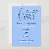 ボーイズセカンド誕生日ブルー&ホワイトスプリンクル 招待状 (正面)