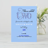 ボーイズセカンド誕生日ブルー&ホワイトスプリンクル 招待状 (スタンド正面)