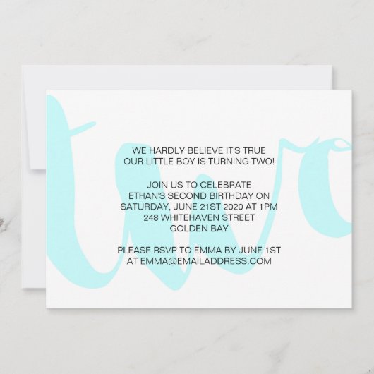 ボーイズセカンド誕生日招待状 招待状 (正面)