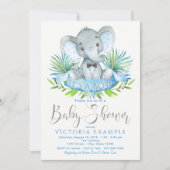 ボーイズゾウベビーシャワー招待状 招待状 (正面)