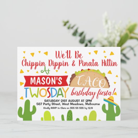 ボーイズタコトゥオスデー2ndバースデーパーティの招待状 招待状 (スタンド正面)