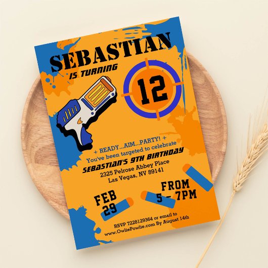 ボーイズダーツガンパーティー誕生日招待状 招待状