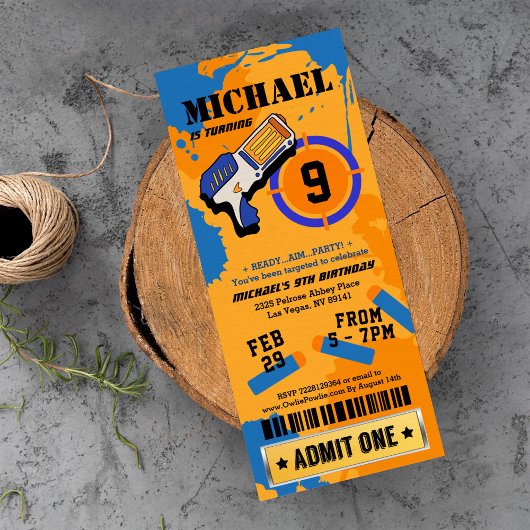 ボーイズダーツガンパーティー誕生日招待状 招待状