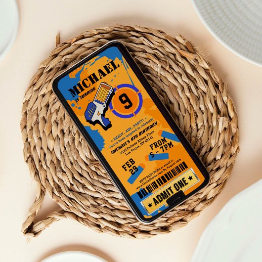 ボーイズダーツガンパーティー誕生日招待状 招待状