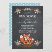 ボーイズチャルクボードキツネベビーシャワー招待状 招待状 (正面/裏面)