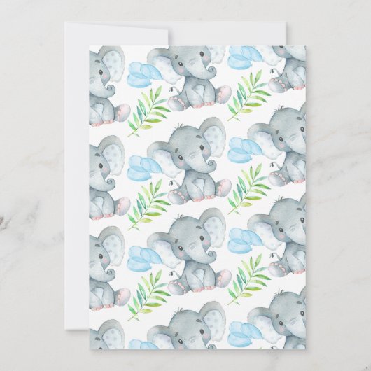 ボーイズチョークボードエレファントベビーシャワー招待状 招待状 (裏面)