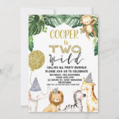 ボーイズチーターサファリツーワイルド誕生日招待状 招待状 (正面)