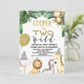 ボーイズチーターサファリツーワイルド誕生日招待状 招待状 (スタンド正面)