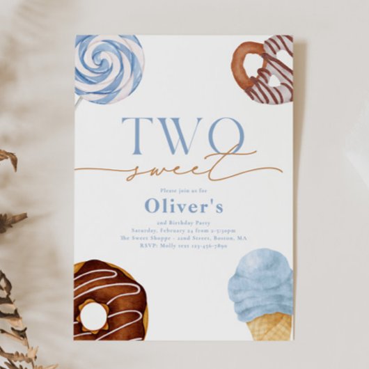 ボーイズツースウィートセカンドバースデー招待状 招待状