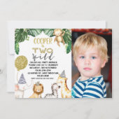 ボーイズツーワイルドサファリフォト2ndバースデー招待状 招待状 (正面)