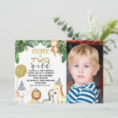 ボーイズツーワイルドサファリフォト2ndバースデー招待状 招待状 (スタンド正面)