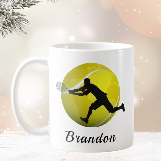 ボーイズテニス選手パーソナライズされた名コーヒーマグ コーヒーマグカップ