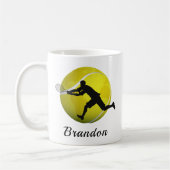 ボーイズテニス選手パーソナライズされた名コーヒーマグ コーヒーマグカップ (左)