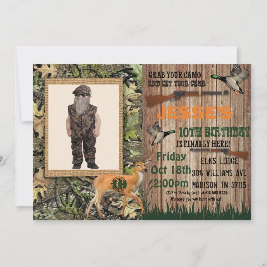 ボーイズディアー狩り誕生日招待状 招待状 (正面)