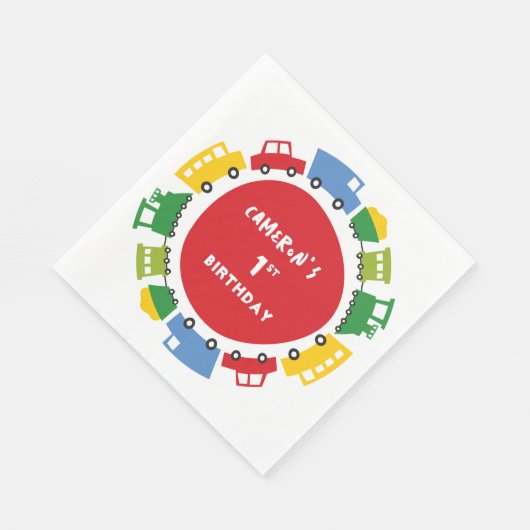 ボーイズトイカラフルズおもしろい輸送誕生日パーティー スタンダードランチョンナプキン (角)