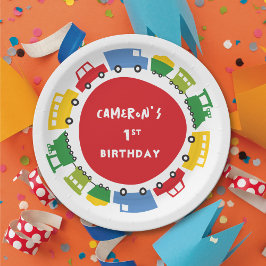 ボーイズトイカラフルズおもしろい輸送誕生日パーティー ペーパープレート