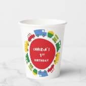 ボーイズトイカラフルズおもしろい輸送誕生日パーティー 紙コップ (正面)