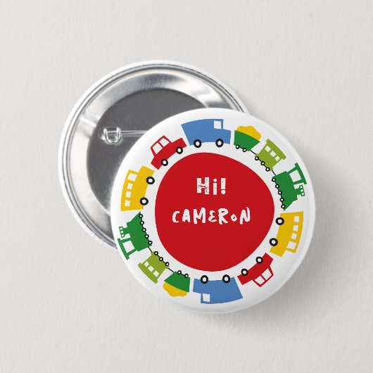 ボーイズトイカラフルズおもしろい輸送誕生日パーティー 缶バッジ (正面&裏面)