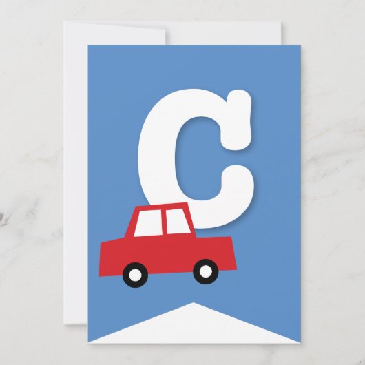 ボーイズトイズキッズバースデーパーティーDIYバンティンバナー 招待状 (正面)