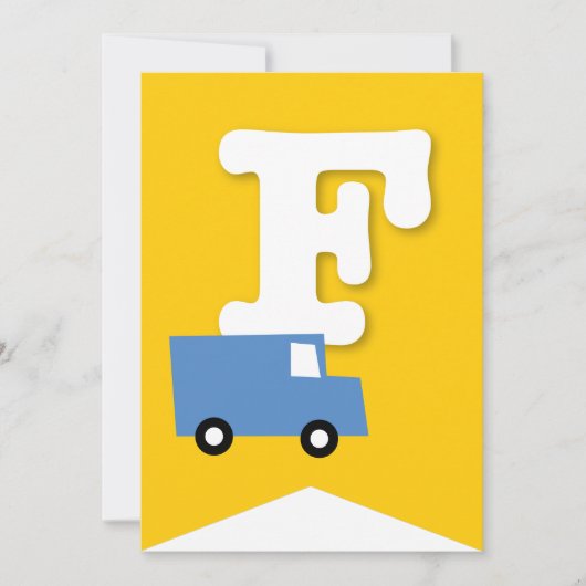 ボーイズトイズキッズバースデーパーティーDIYバンティンバナー 招待状 (正面)