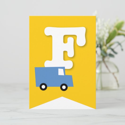 ボーイズトイズキッズバースデーパーティーDIYバンティンバナー 招待状 (スタンド正面)