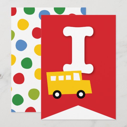 ボーイズトイズキッズバースデーパーティーDIYバンティンバナー 招待状 (正面/裏面)