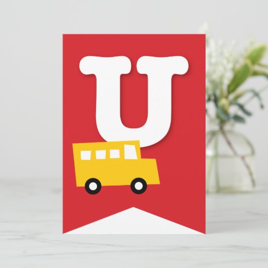 ボーイズトイズキッズバースデーパーティーDIYバンティンバナー 招待状 (スタンド正面)